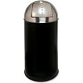 Sp Richards Genuine Joe Classic Steel Round Trash Can W/Push Door Dome Top, 12 Gallon, Black/Silver GJO58886